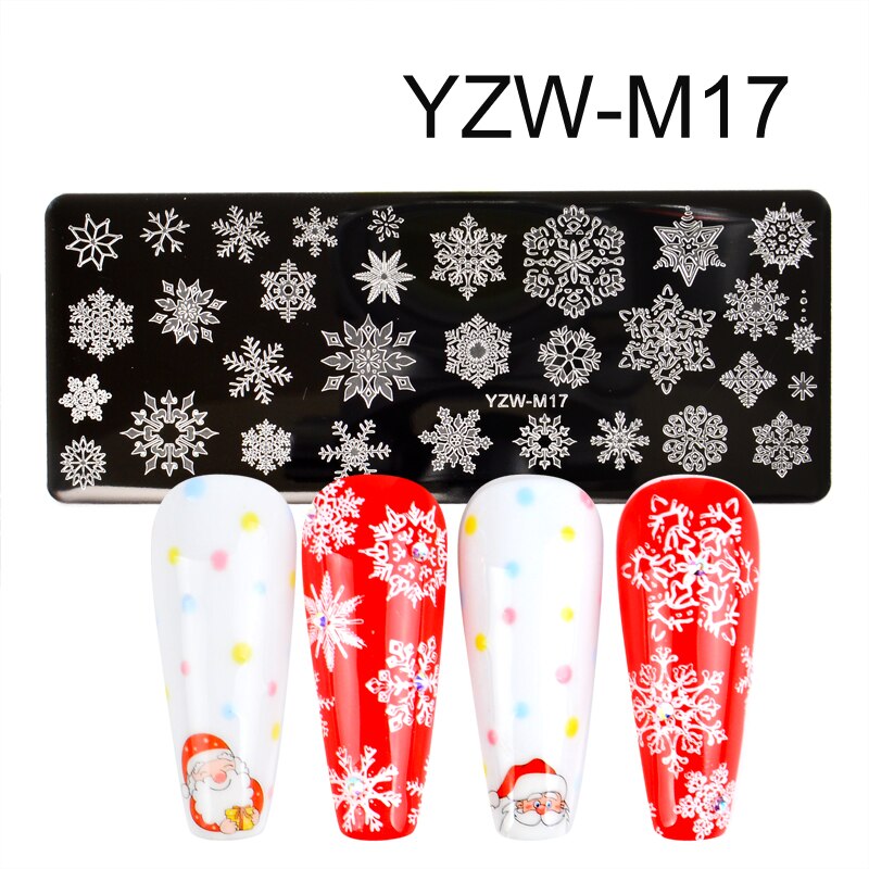 1 pc nail art stempelplaten nagellak print blad bloem dromenvanger sneeuwvlok kerst stempel schraper spons: Gangyin-yzw -m17