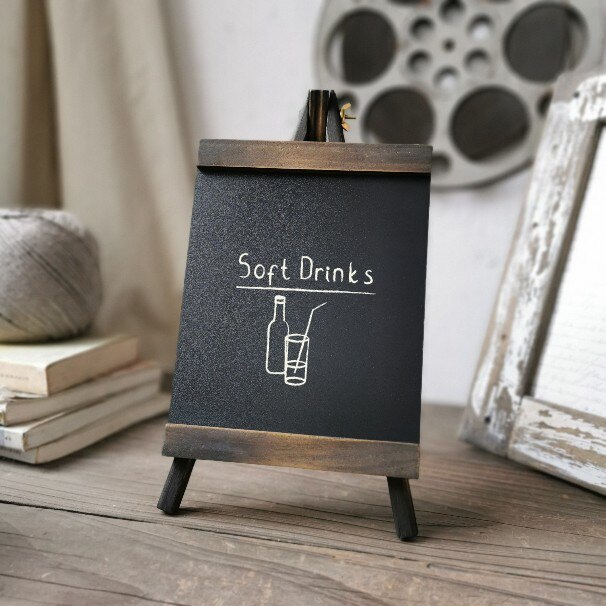 11.4 x 6.3 inch Foldable Tabletop Vintage Solid Pine Wood Framed Chalkboard Sign Restaurant Countertop Message Board Display