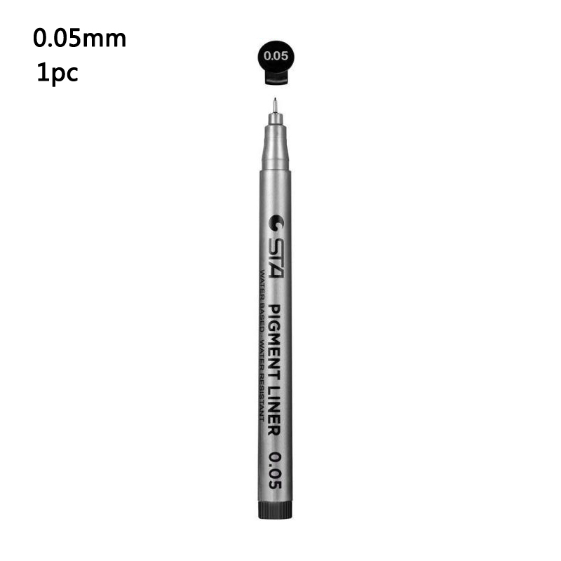Black Pigment Ink Micro Pens Waterproof Drawing Pen for Artist Sketching Illustration Comic Manga Writing Assorted Tips: 1pcs 0.05mm