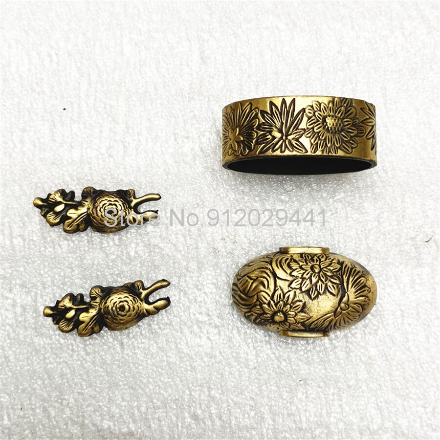Garde-main en cuivre de pour Katana japonais/Wakizashi, ensemble de raccords de bricolage Tsuba + Menuki + Fuchi + pashira/Habaki/Seppa: D