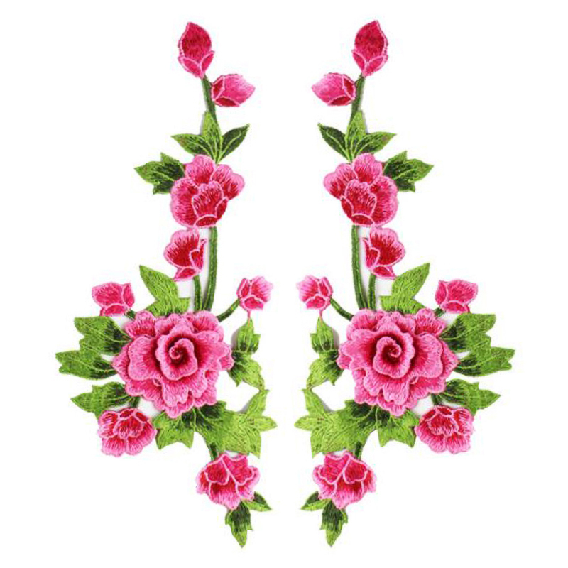 1 par de parches de tela bordados con flores para mujer, apliques de decoración de tela, estilo chino, 35x15CM: Pistola de metal
