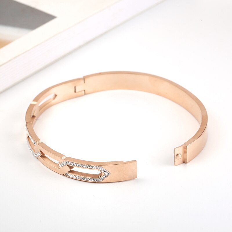 316 rostfritt stål roséguld kristaller fjäderarmband armband nickelfria smycken för kvinnor bäst