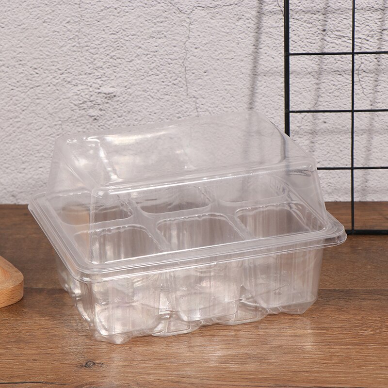 Kwekerijpotten, plantenbak, kweekbak met koepel en bodem, tuinkweekkast, tuinbenodigdheden, 6/12 plastic: 6 gaten transparant