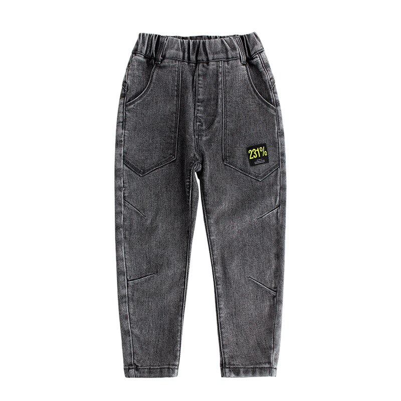 Primavera nueva gris-negro 4-16 años adolescentes Jeans Slim Big Pocket Pants niños Jeans Casual pantalones ropa