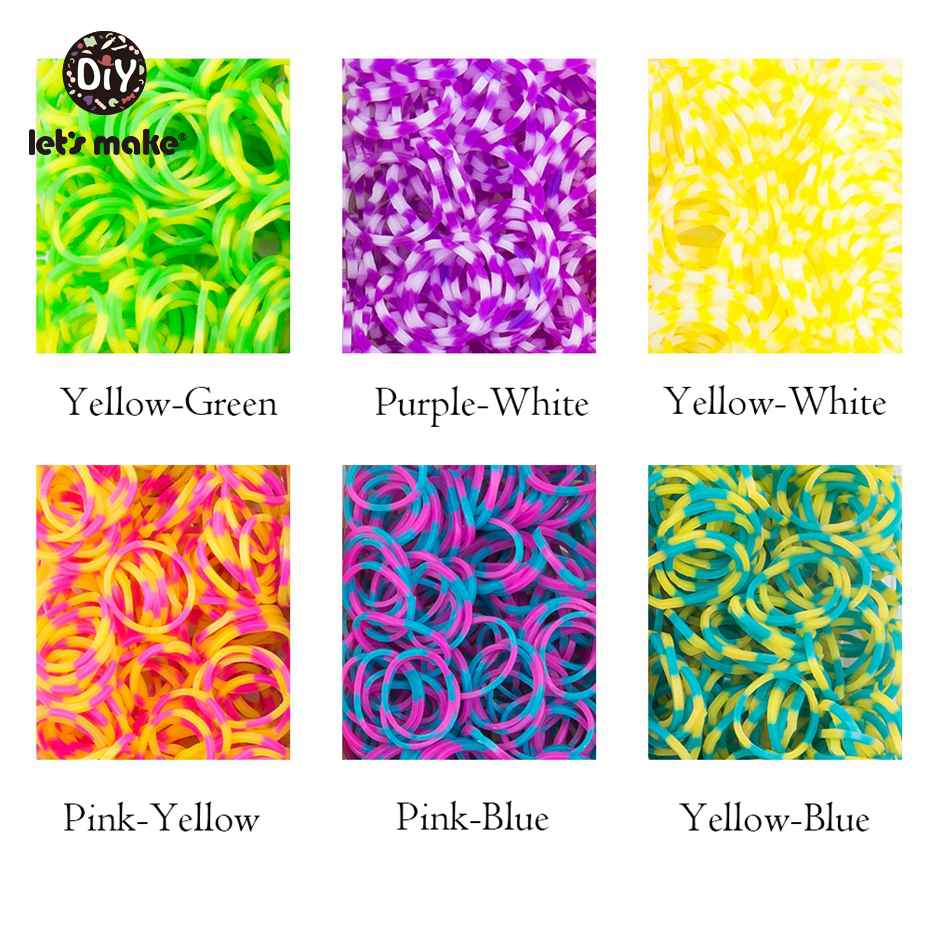 Låt oss göra 1800pc diy leksaker gummi vävstol band stickning armband elastisk regnbåge väv vävstol vuxna barn förälder-barn leksak: Fläckar regnbåge