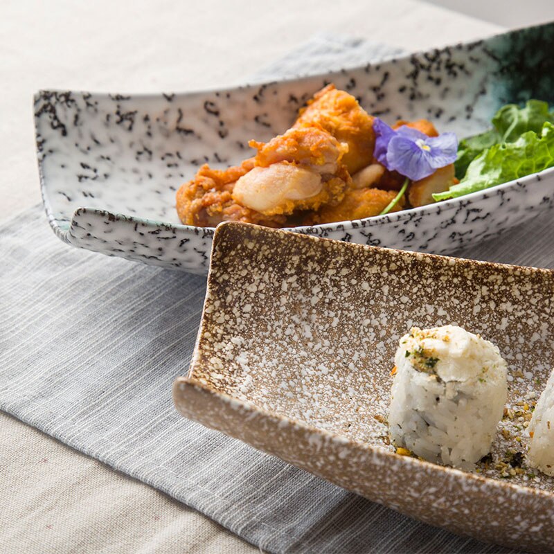 FANCITY Japanese-style Japanese-style ceramic pottery characteristic restaurant tableware Boat-shaped dishes, sushi dis