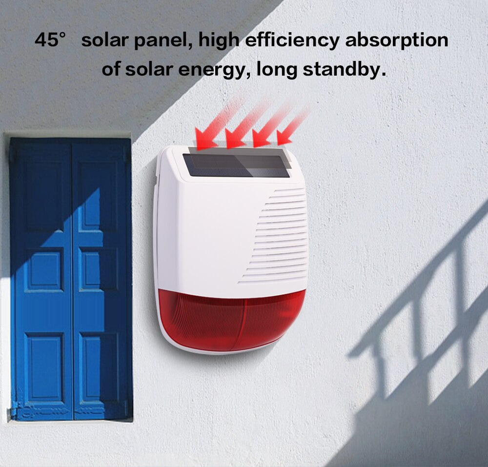 YUPA Wireless RF 433MHz Outdoor Solar Powered Strobe Light Siren Waterproof Flash Siren Can Be Used As An Alarm Host