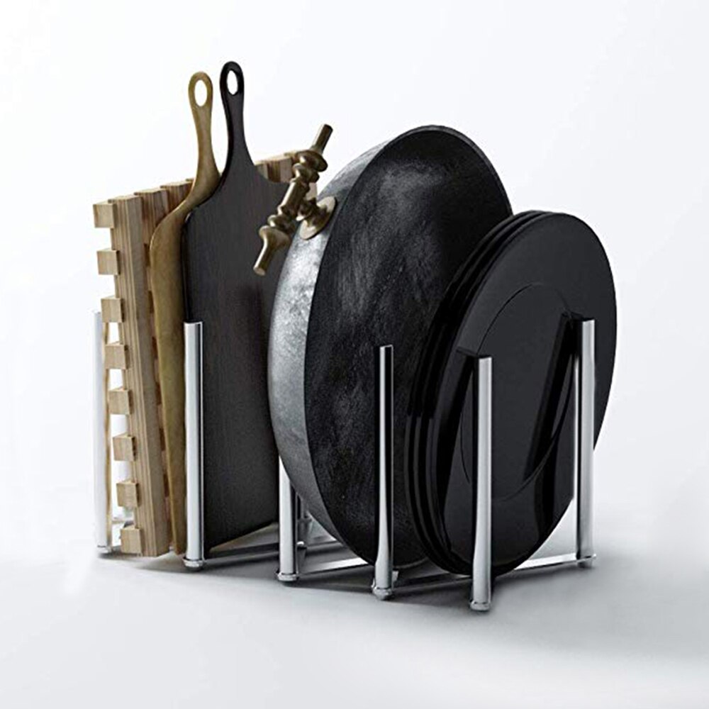 Kitchen Organizer Pot Lid Rack Extended Stainless Steel Spoon Plate Holder Shelf Cooking Dish Tray Stand Accessories Storage