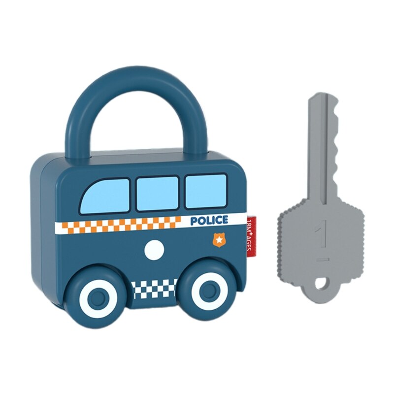 Juego de emparejamiento de candados de aprendizaje para niños, juego portátil Simple, juguetes interactivos para niños: police car