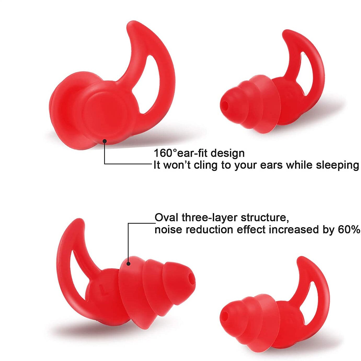 Earplugs Protection Silicone Reusable HF Anti-Noise Ear Plugs For Sleeping Snoring Noise Reduction Hearing Protection