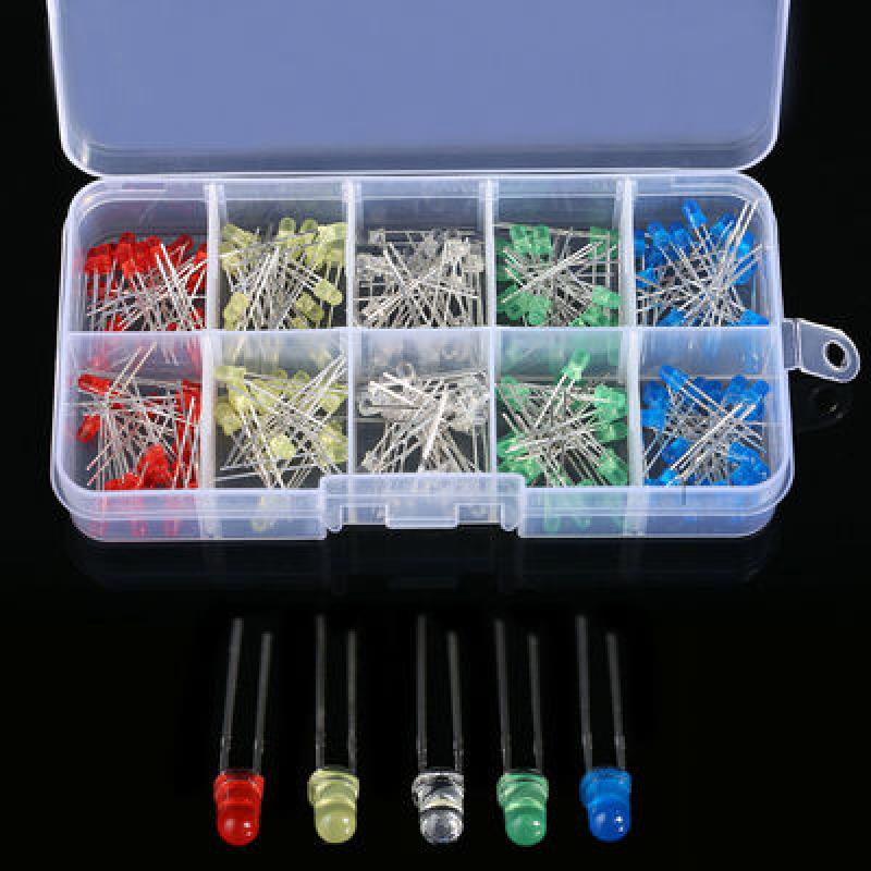 Diodos emisores de luz, componentes electrónicos de 5 colores, 3mm LED / 5mm LED de colores surtidos, caja de juego de diodos emisores de luz LED DIY