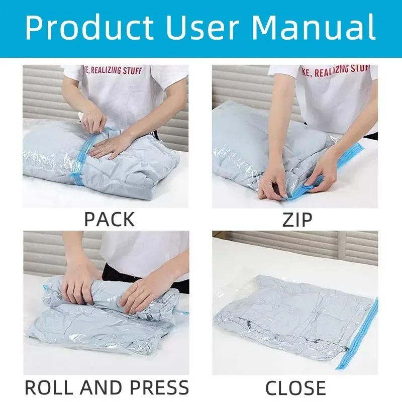 Kleidung Kompression Lagerung Taschen Hand rollen Kleidung Vakuum Beutel Verpackung Säcke Reise Platz Sparer Taschen für Gepäck Versiegelung Taschen