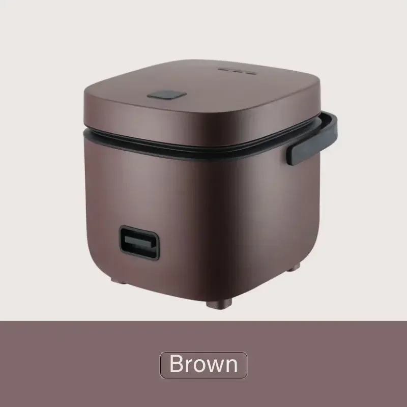Mini olla arrocera automática para el hogar, máquina de cocina eléctrica para 1-2 personas, calentador de alimentos, vaporizador, olla arrocera pequeña de 1,2 L: Castaño