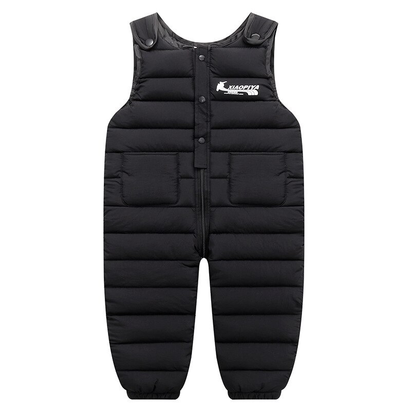 Salopette d'hiver en coton pour enfants, pantalon , combinaisons coupe-vent pour garçons et filles, épais, à la ,: Black / 12M