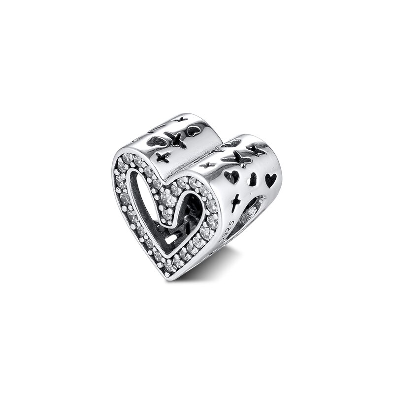 925 silber Perlen Funkelnden Freehand Herz Charme Frau DIY Perlen Für Schmuck Herstellung Passend Europäischen Sterling Silber Armbänder