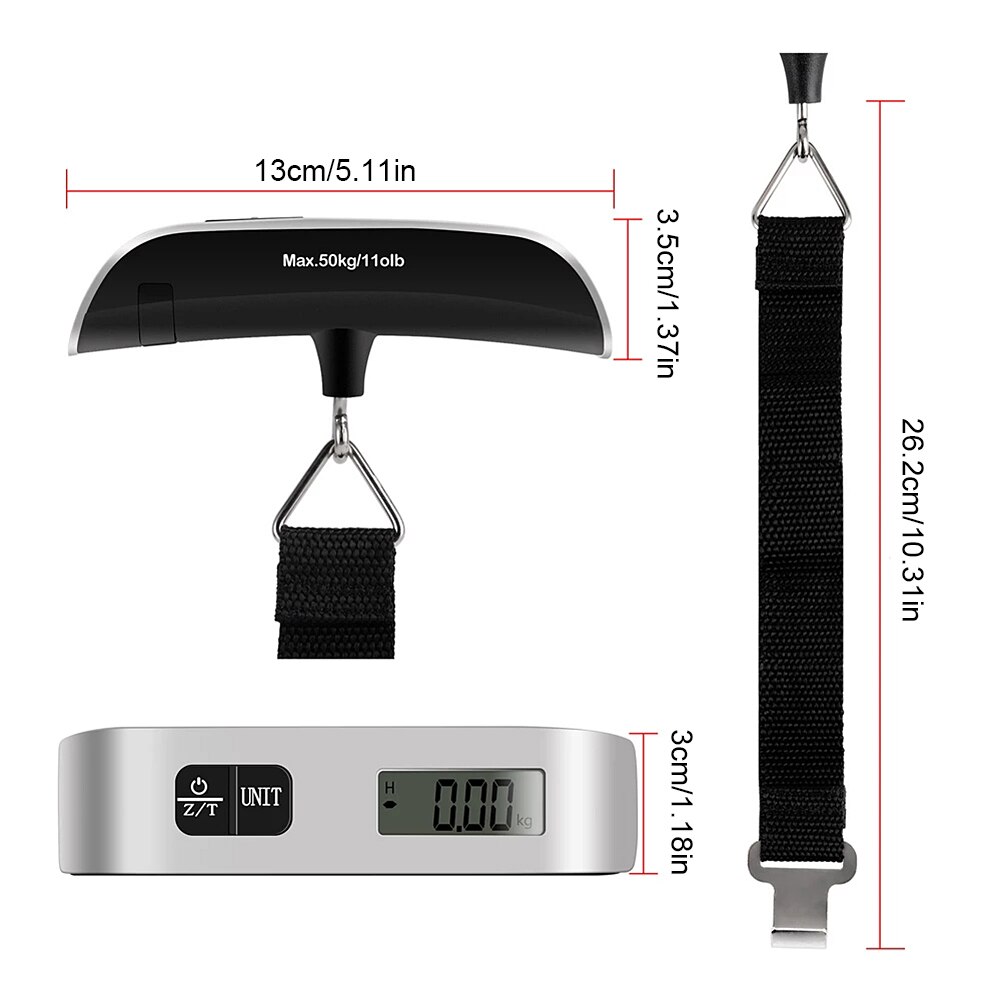 Luggage Scale Stainless Steel Handled Bathroom Scales Luggage Hanging Suitcase 1PC LCD Display Electronic Luggage Weighs