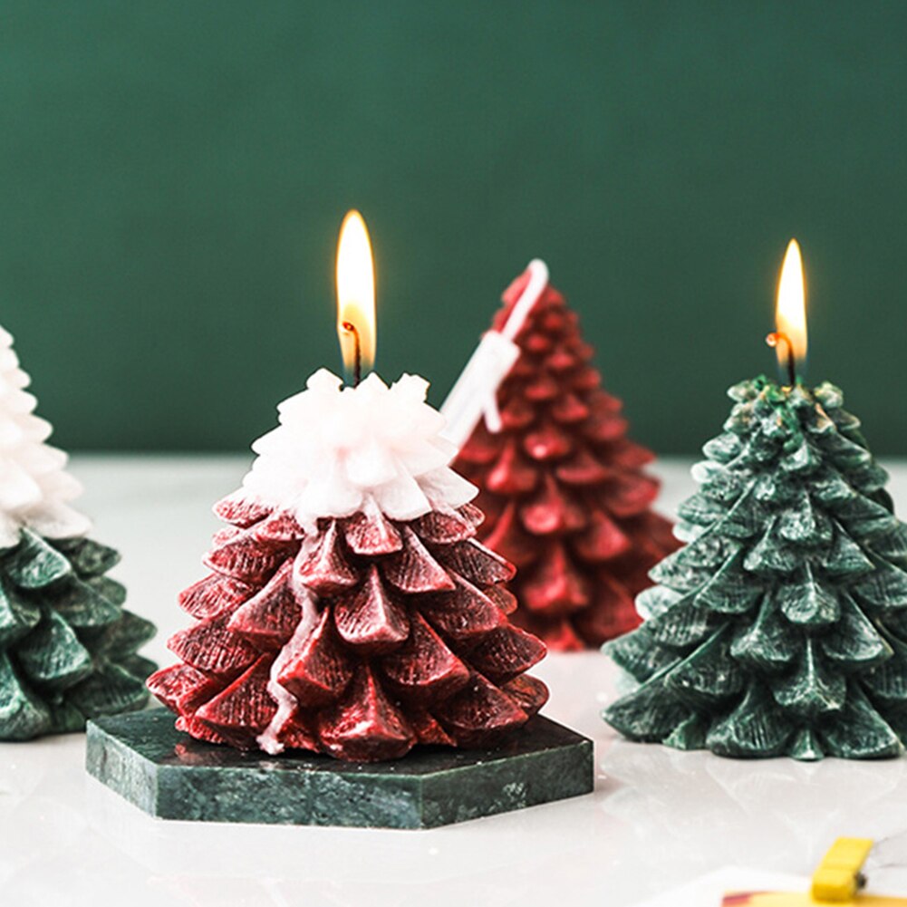 Geurkaars in kerstboomvorm, kerstboomkaarsen van was, kerstkaarsen