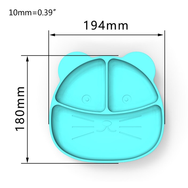 Baby leren eetbakje serviesgoed voedselveilig siliconen kinderbord cartoon leeuw baby verdeeld zuigkom