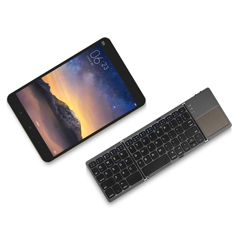 Three folded Wireless Bluetooth Keyboard with Touchpad For iPhone 12 11 Pro Max 8 7 SE Xiaomi Redmi Samsung LG Mobile Phone Case