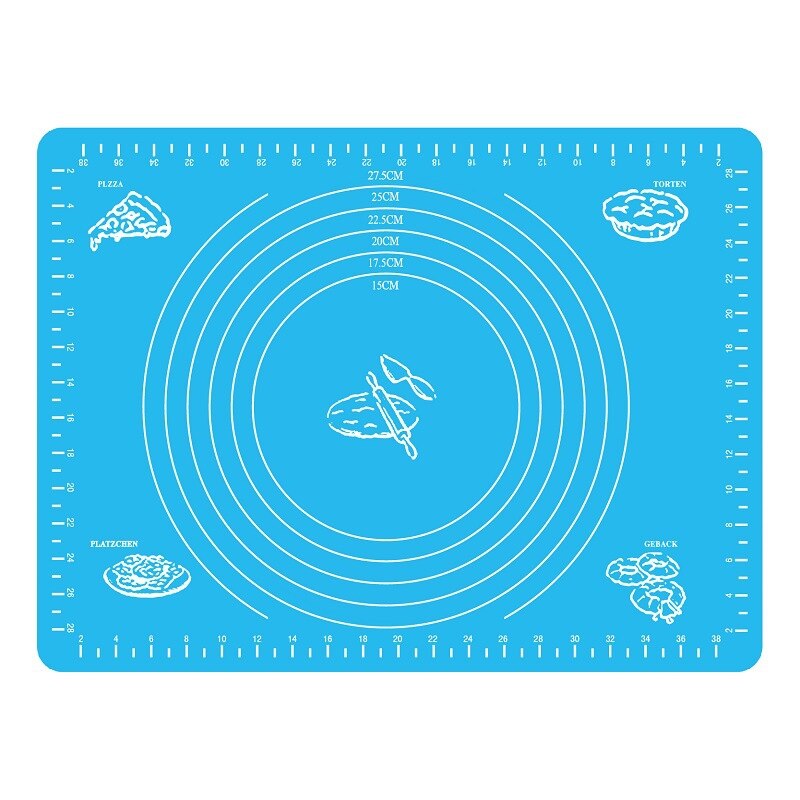 Silicone Baking Mat With Scale Rolling Dough Pad Kneading Dough Mat Non Stick Pastry Sheet Oven Food Grade Liner Baking Tools: blue30X40cm