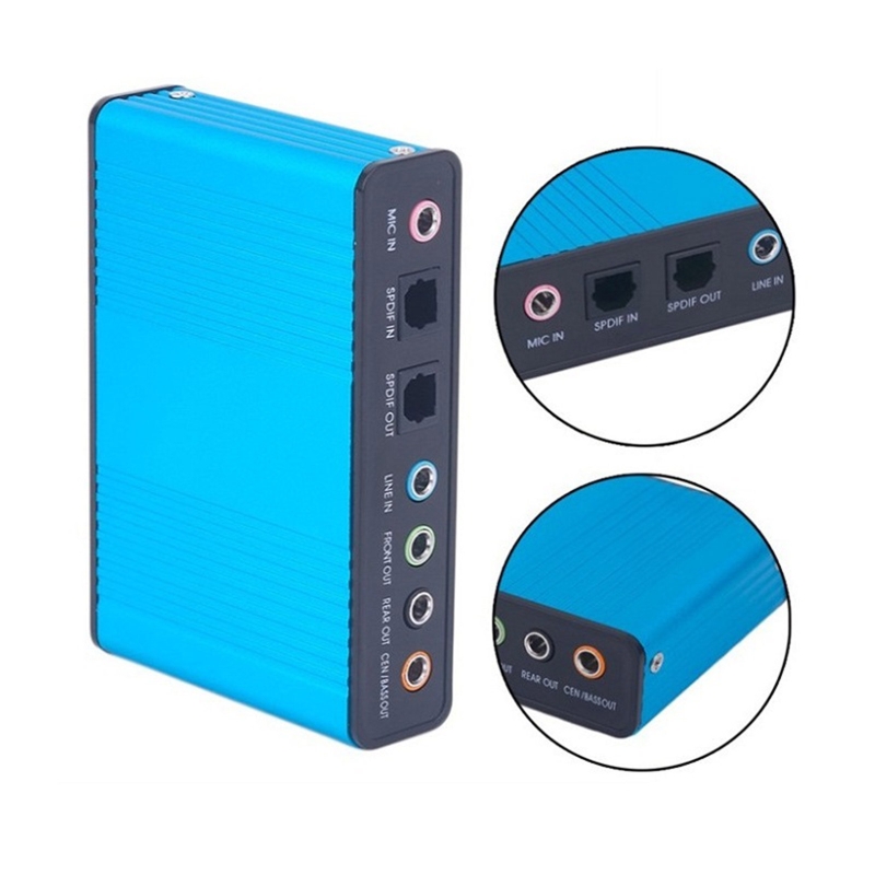 USB 5.1/7.1 External Sound Card Soundbox Dynamic 3D Surround Sound UP to 6 Speakers Simultaneous Recording and Playback
