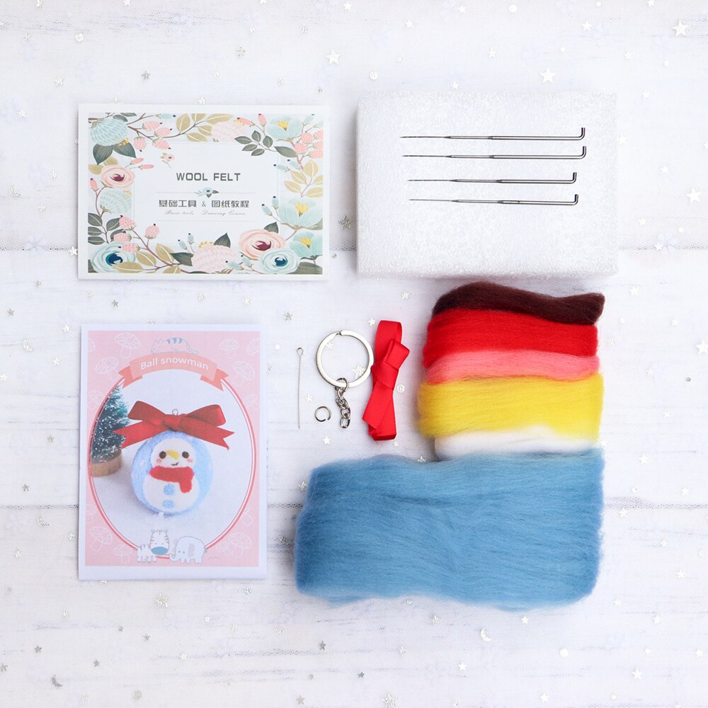 Hecho a mano Diy lana Kit de fieltro llavero Papá Noel serie Kit de fieltro decoración de Navidad Hangings muñeco de nieve alce fieltro bola artesanía