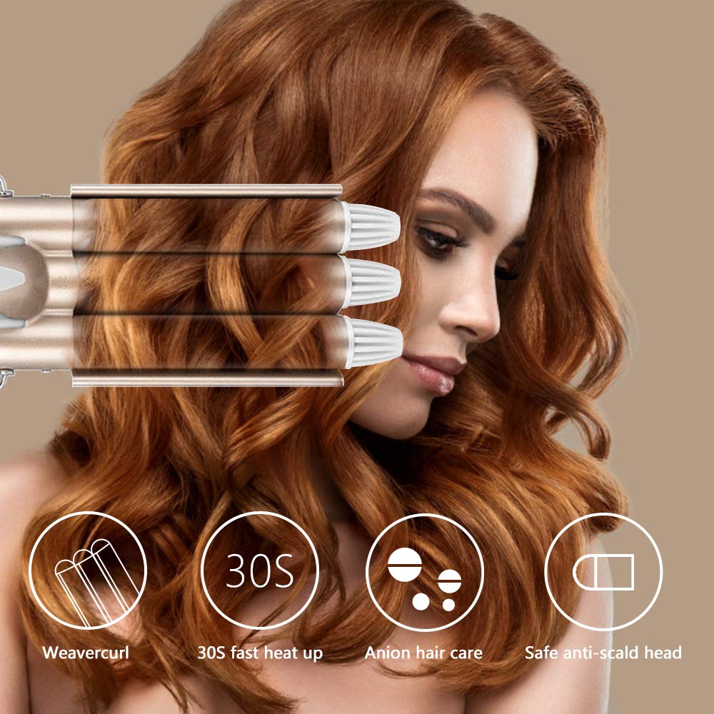 Hair Curling Wand Triple Barrel Hair Curler Irons Big Wave Hair Waver Styling Tools Hair Crimping Iron Hair Curling Iron