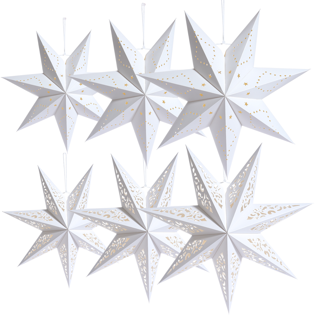 30–75 cm Kerst Holle Ster Opknoping Hanger Raamrooster Kerst Decoratie voor Huis 2024 Papieren Lampenkap Bruiloft Kerstcadeau