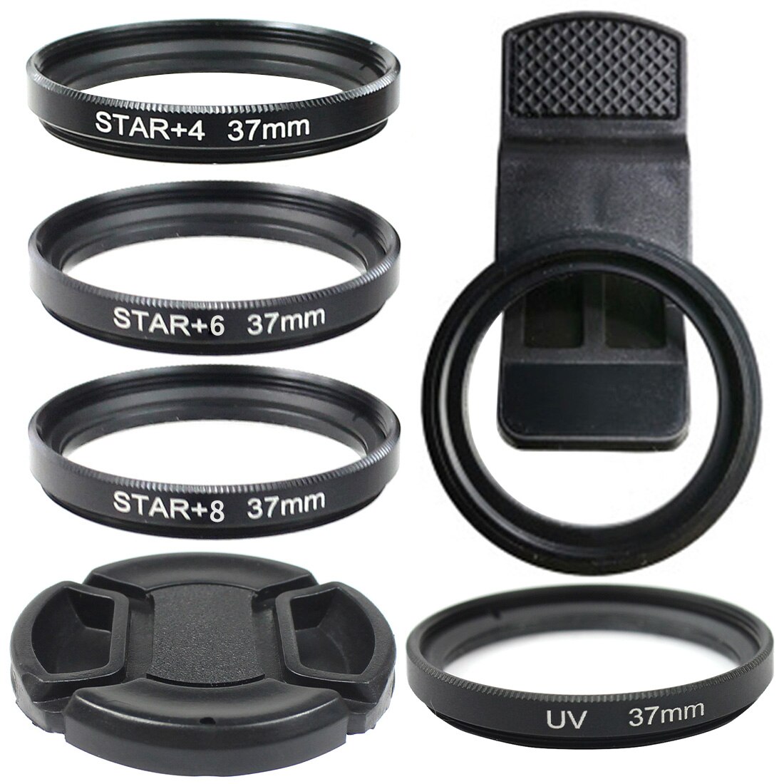 1x Smartphone Camera Lens Filter Set 37Mm Clip 15X 20X Groothoek Macro Nd Uv Ster Lijn Cpl Optische glas Voor Mobiele Mobiele Telefoon: Large Hole Set B