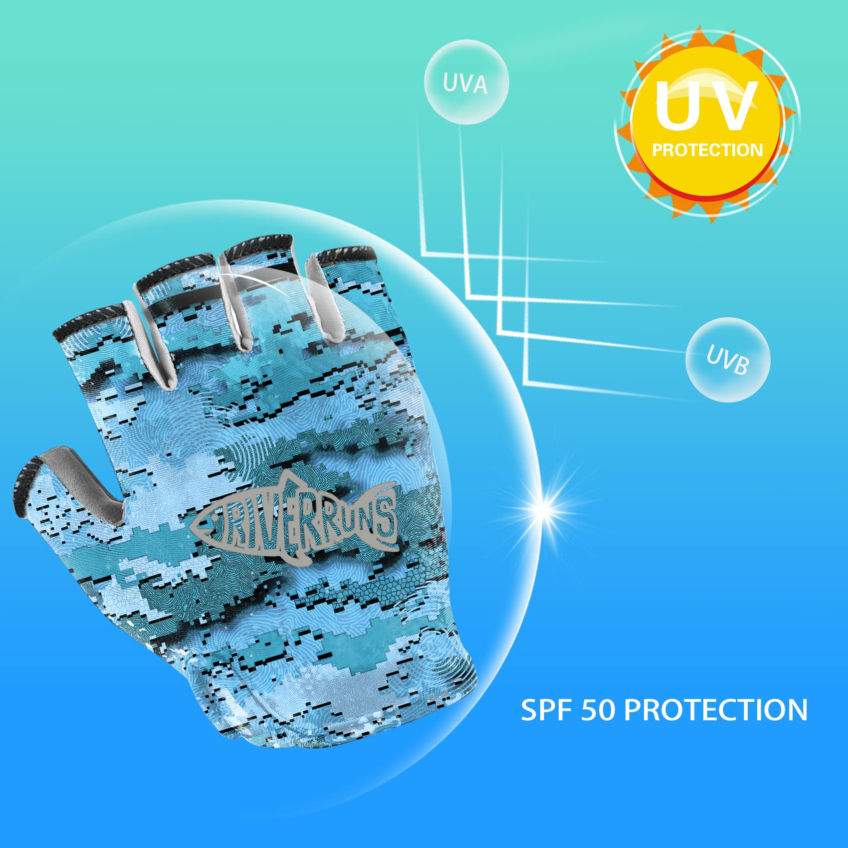 Guantes de pesca UPF50 + guantes de sol guantes de pesca sin dedos guantes de pesca ligeros y transpirables hombres para kayak remo