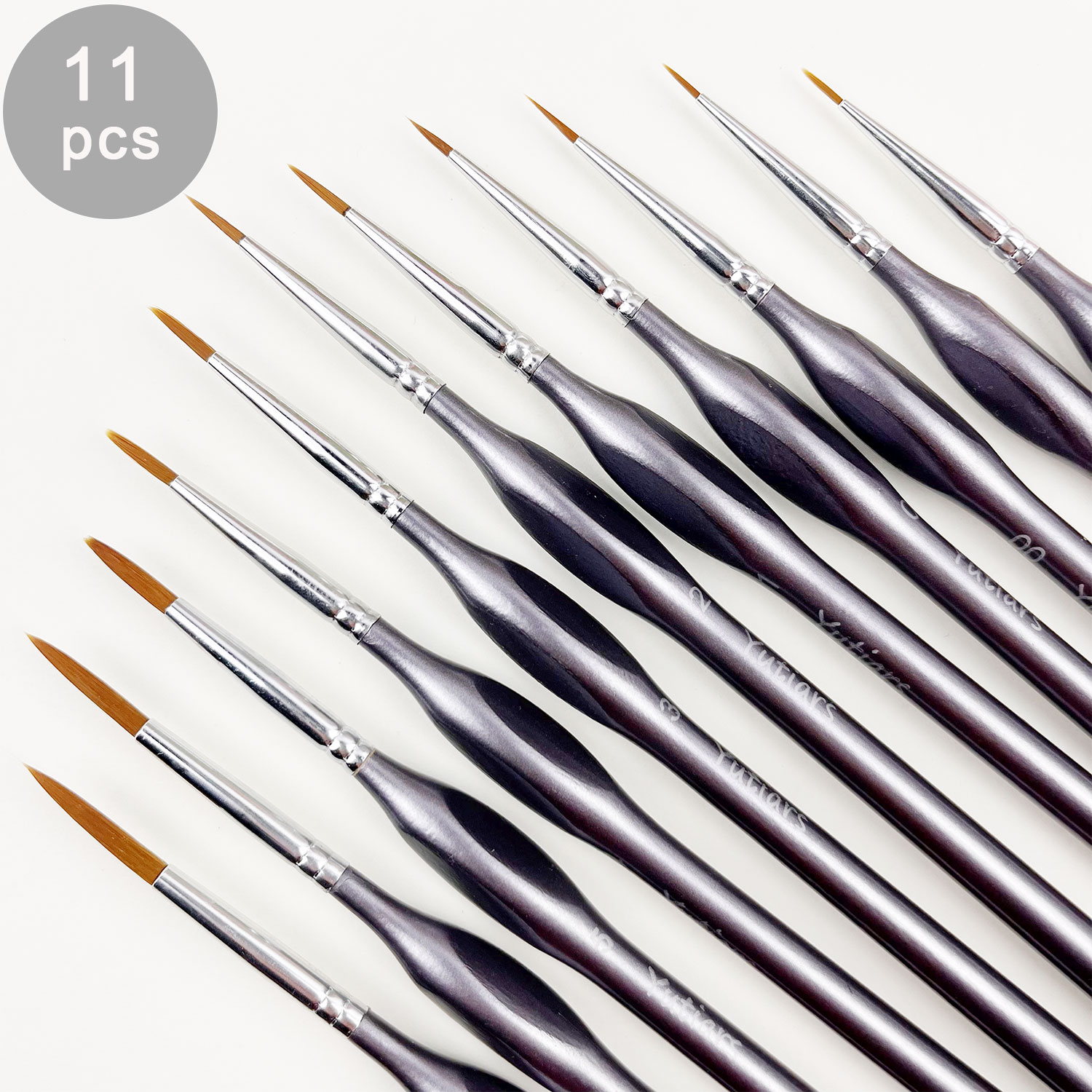 10/11pcs Miniature Paint Brushes, Detail Tip Paint Brushes Set With Ergonomic Handle - Suitable For Acrylic Painting, Oil, Wat: Blue