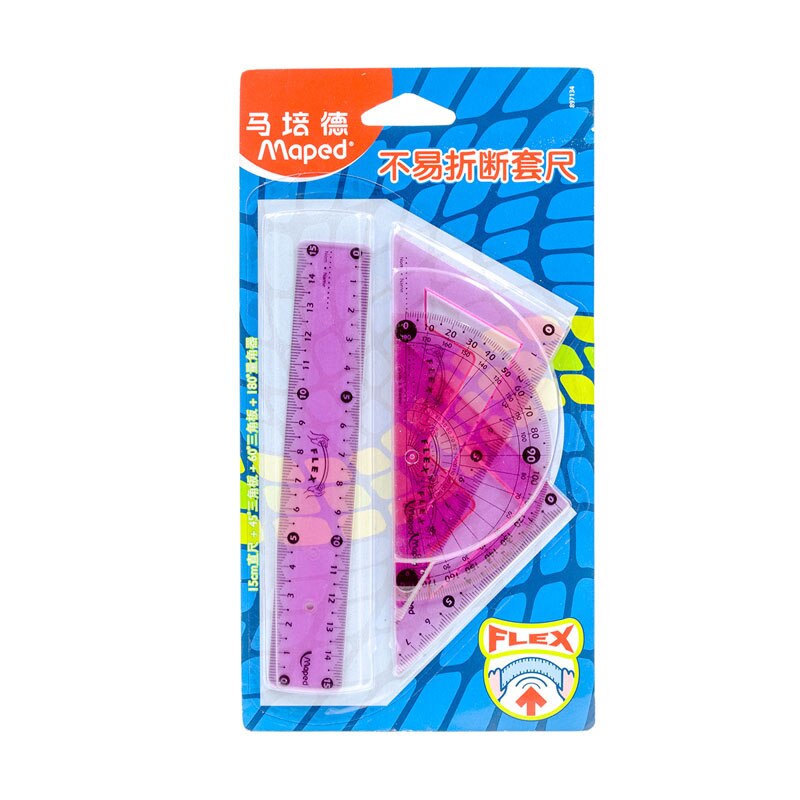 Maped n'est pas facile de casser une règle triangle règle rapporteur étudiants dessin ensemble de papeterie: pink