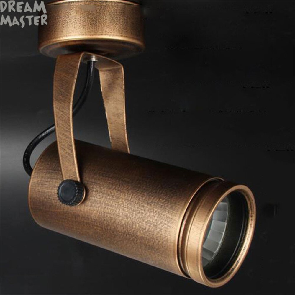 Focos para tienda de ropa COB marrón Vintage retro Europeo Americano, barra de café, lámpara LED de pista de riel montada en el techo industrial