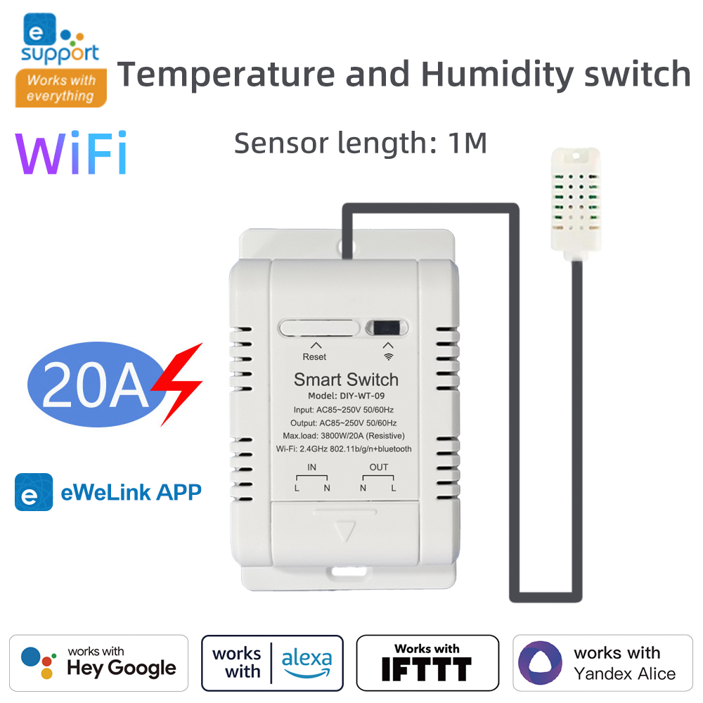 Ewelink wifi temperatur- og fugtighedssensor sikkerhed hjemmeautomation indendørs overvågning termometer fungerer med alexa google: Bundt 2
