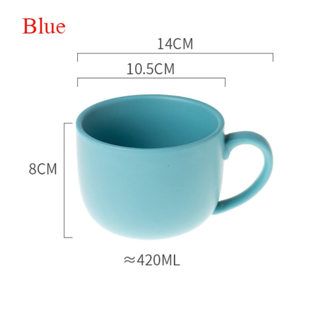 Keramische Nordic Ontbijt Cup Creatieve Havermout Melk Cup Grote Capaciteit Microwavable Grote Buik Mok Drinkware Huishoudelijke: Blue