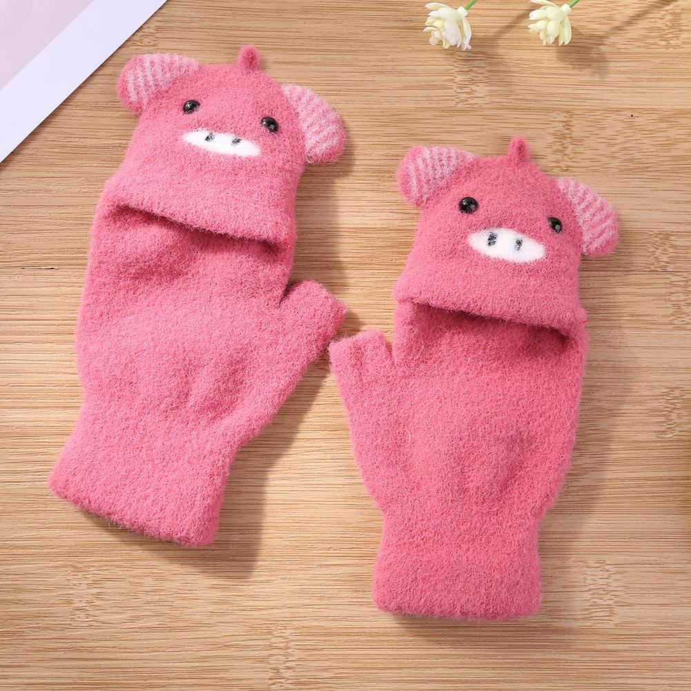 2 stücke freundlicher Warme Handschuhe Mädchen Jungen Halbe Finger Handschuhe Winter Warme Nette Fäustlinge Hand Muff Karikatur Handschuh Für freundlicher 2-6 jahre alt
