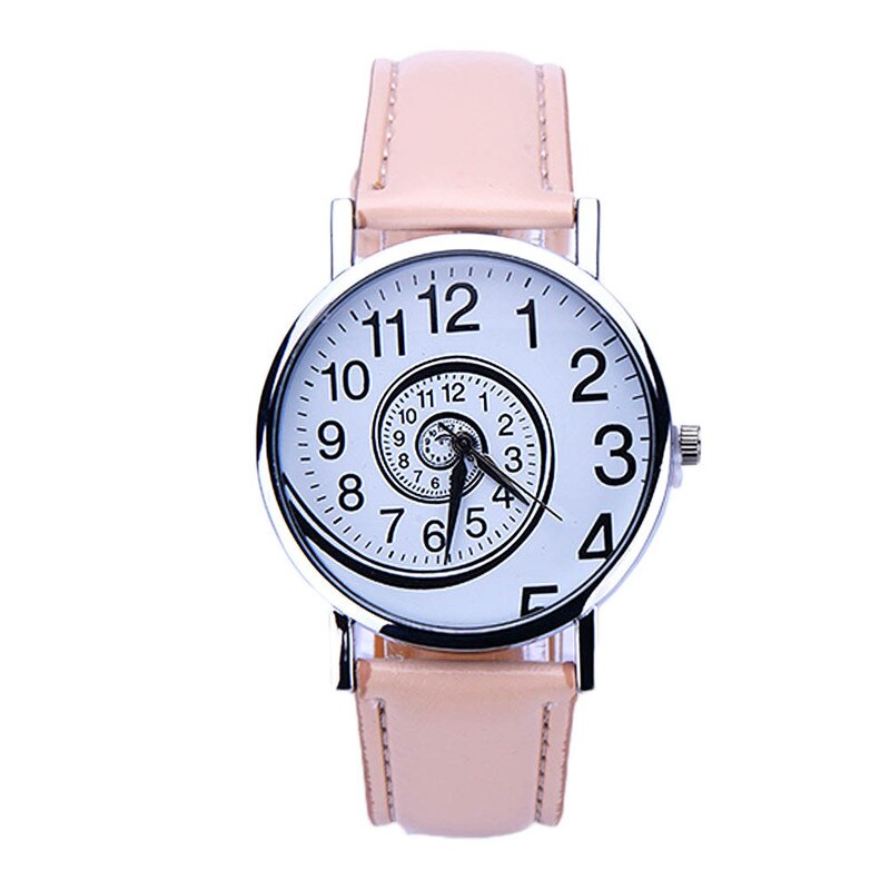 Lovely Girl Female Watches Women Swirl Pattern Dial Cute Quartz Watch Pink Leather Strap Analog Quartz Wrist Watch Montre