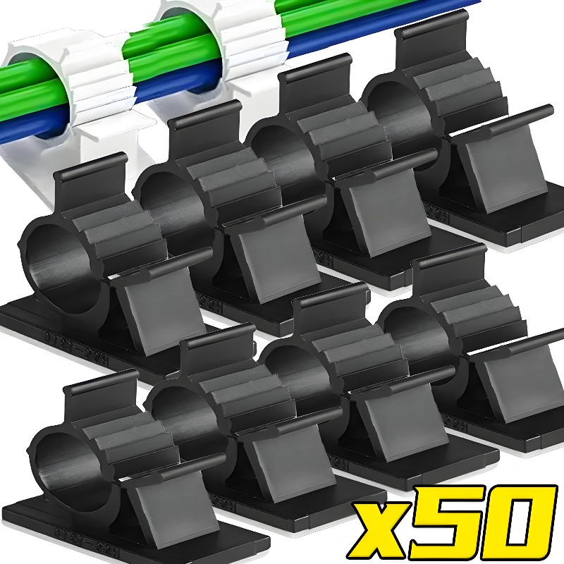 Soporte para cables autoadhesivo, Clips organizadores de cables ajustables, soporte para barra de cortina, abrazadera de gestión de oficina, Clip de pared sin perforaciones