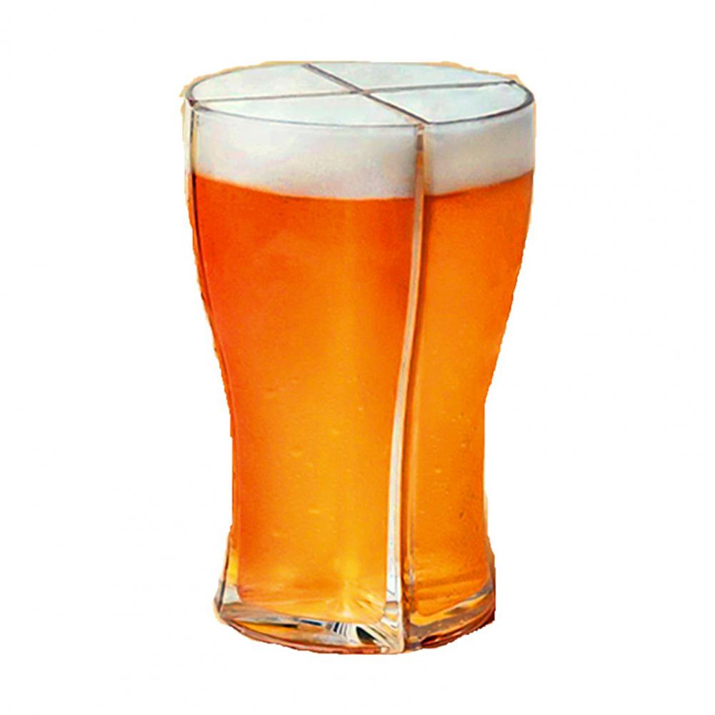 Separable 4 Part Large Capacity Thick Clear Beer Glasses Mug Cup for Club Bar: L