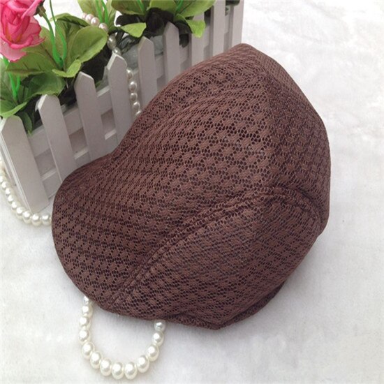 Platte pet for heren van echt leer, krantenjongen/baret/cabbie