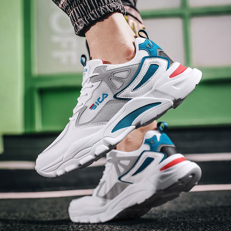 Tênis masculino sapatos de tênis de ar almofada rendas até sapatos de desporto respirável tênis de malha branco tenis femininohombre formadores sapatos esportivos