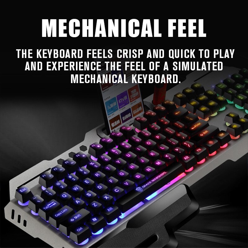 Gaming Keyboard Gamer Keyboard and Mouse Combos with Breathing Backlight USB Wired 104 Keycaps Ergonomic Keyboard for PC Laptop