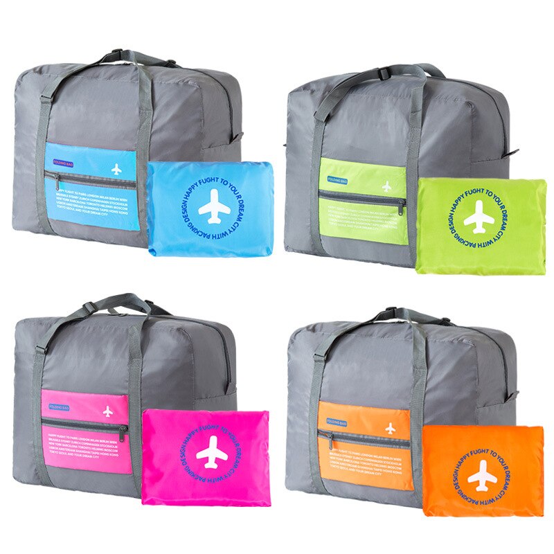 Bolsa de viaje portátil de gran capacidad, bolsa de viaje plegable de nailon, bolsa de viaje para aviones, bolsa de viaje para la noche, bolsa de lona de almacenamiento