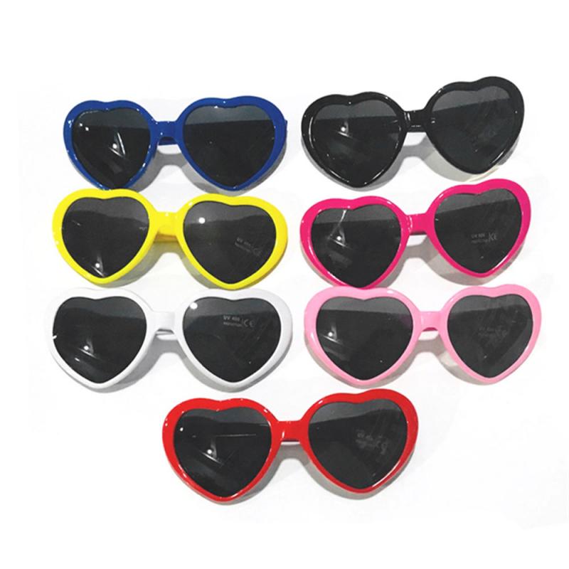 Love Heart Shaped Effects Glasses PC Frame Love Heart Lens Colorful Heart Shape At Night Sunglasses Women Christmas