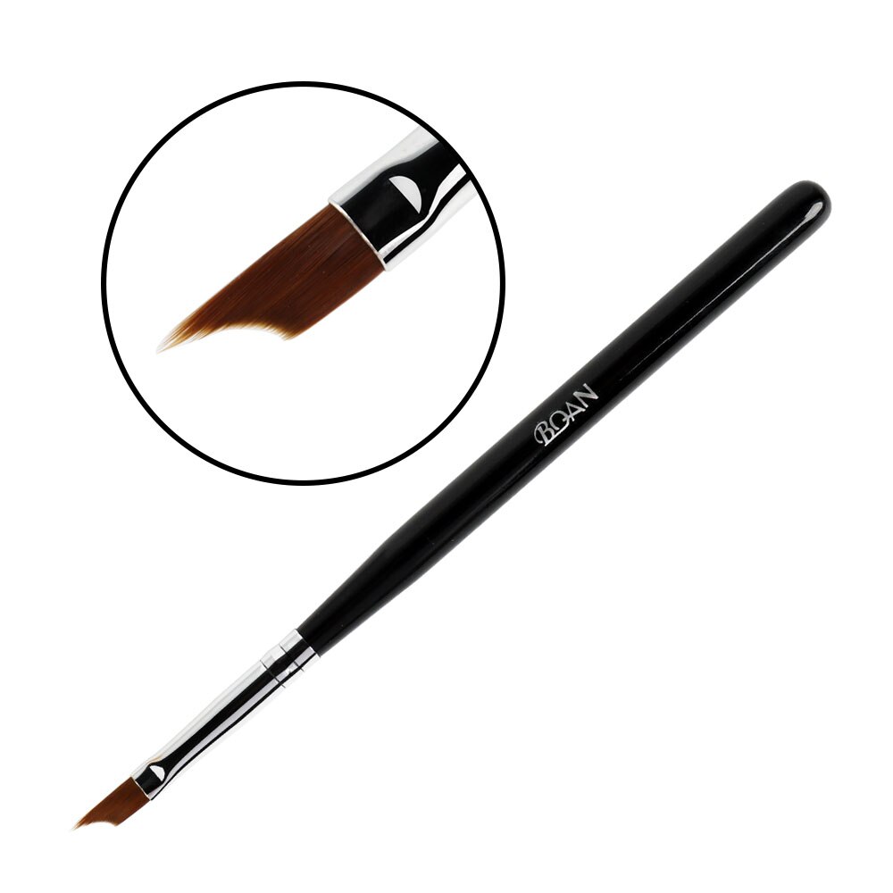 Bqan 1Pc #6 Nail Franse Borstel Uv Gel Nail Schilderij Tekening Polijsten Franse Tips Half Moon Manicure pen: Black