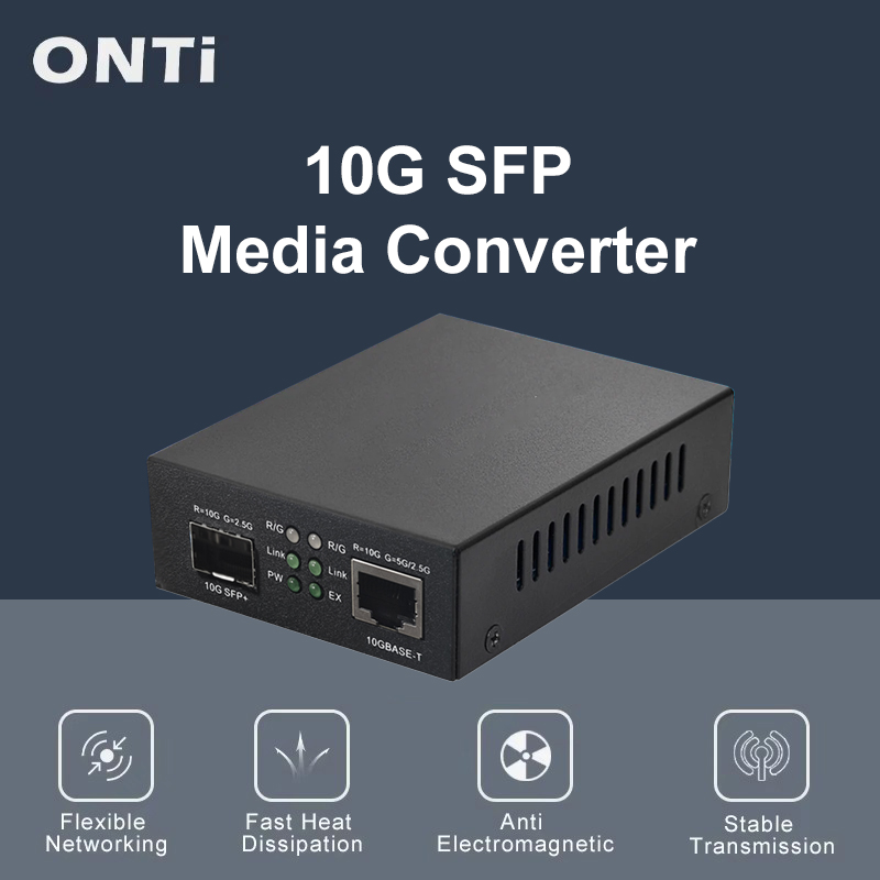 Conversor de fibra óptica onti 10 gigabit para  rj45 , transceptor de fibra óptica, switch ethernet sfp +1g/10g