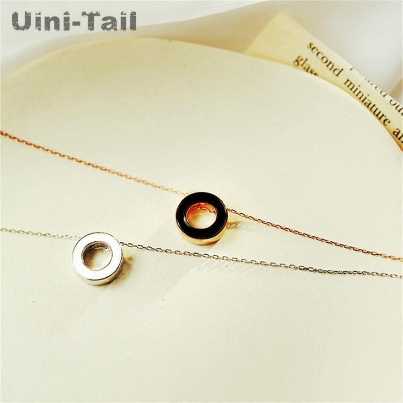 Uini-coda caldo nuovo argento 925 cerchio di personalità della collana squisita semplice ed elegante bianco e nero temperamento