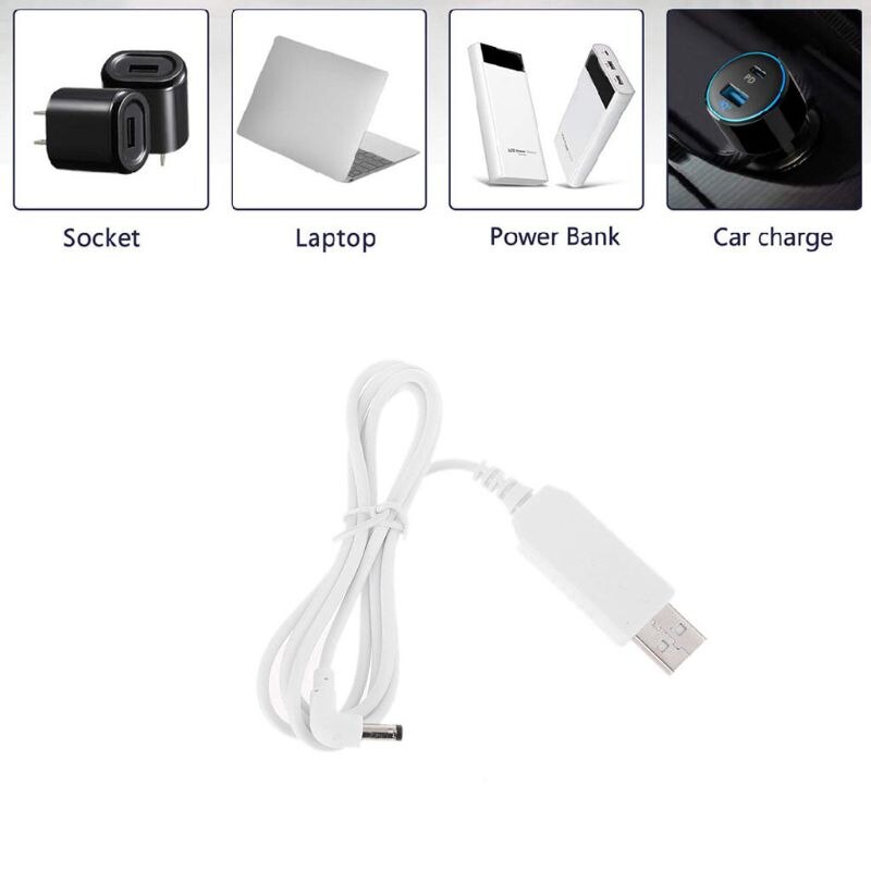 1m 1.5m White Universal 90 Degree USB 5V To 12V 5.5x2.1mm Step Up Adapter Cable For WiFi Router Speaker LED Camera and more
