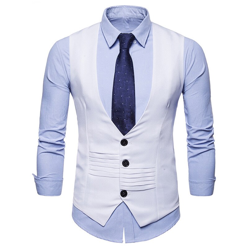 Männer formell Geschäft Kleid Anzug Weste Neue schlank passen Singel gebrüstet ärmellos Weste Männer Gilet Colete Masculino