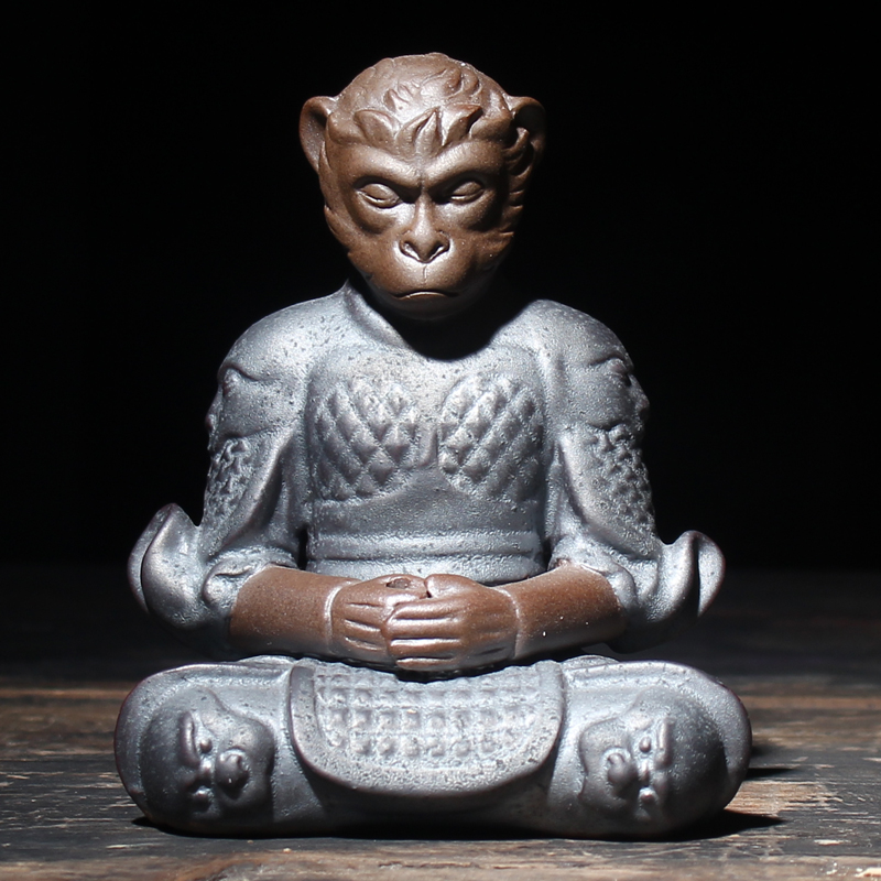 Monkey King Tea Pet Stick Incense Burner Kungfu Tea Set Ornament Qi Tian Da Sheng Pottery Holder Sun WuKong Home Decor: B